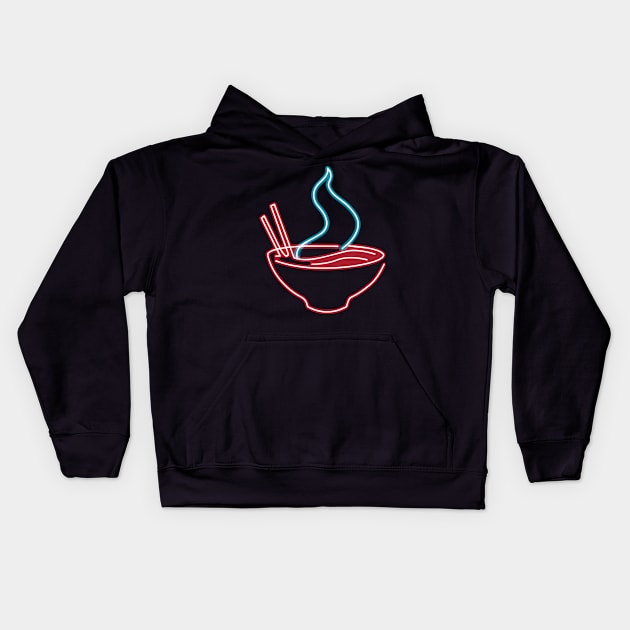 Spicy Ramen Neon Kids Hoodie by dive such